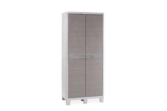 Toomax, Италия Уличный шкаф TOOMAX 2х дверный глубокий WOODYS XL (3 полки), светло-серый